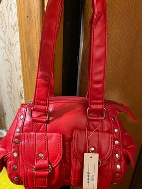 J C FASHION Red Studded Women’s Shoulder Bag